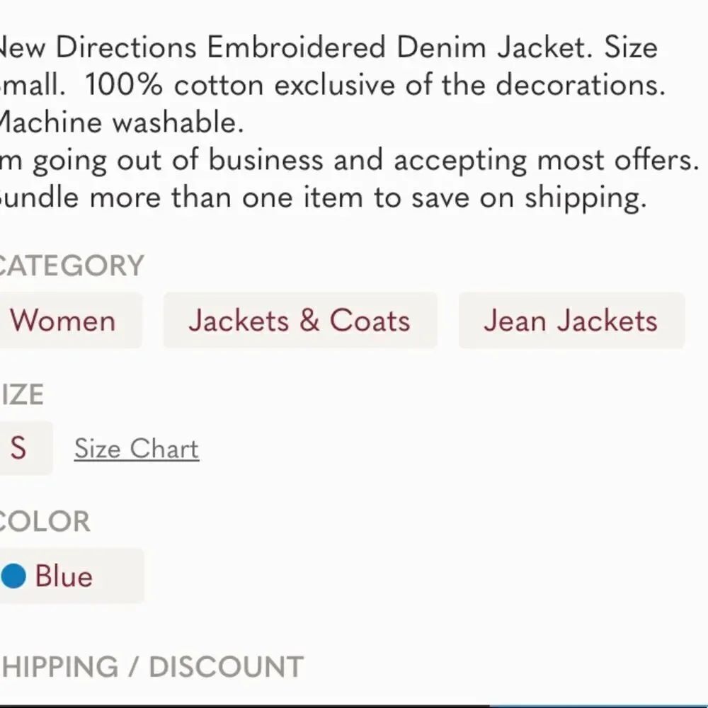 New Directions Embroidered Denim Jacket Small - Picture 7 of 9